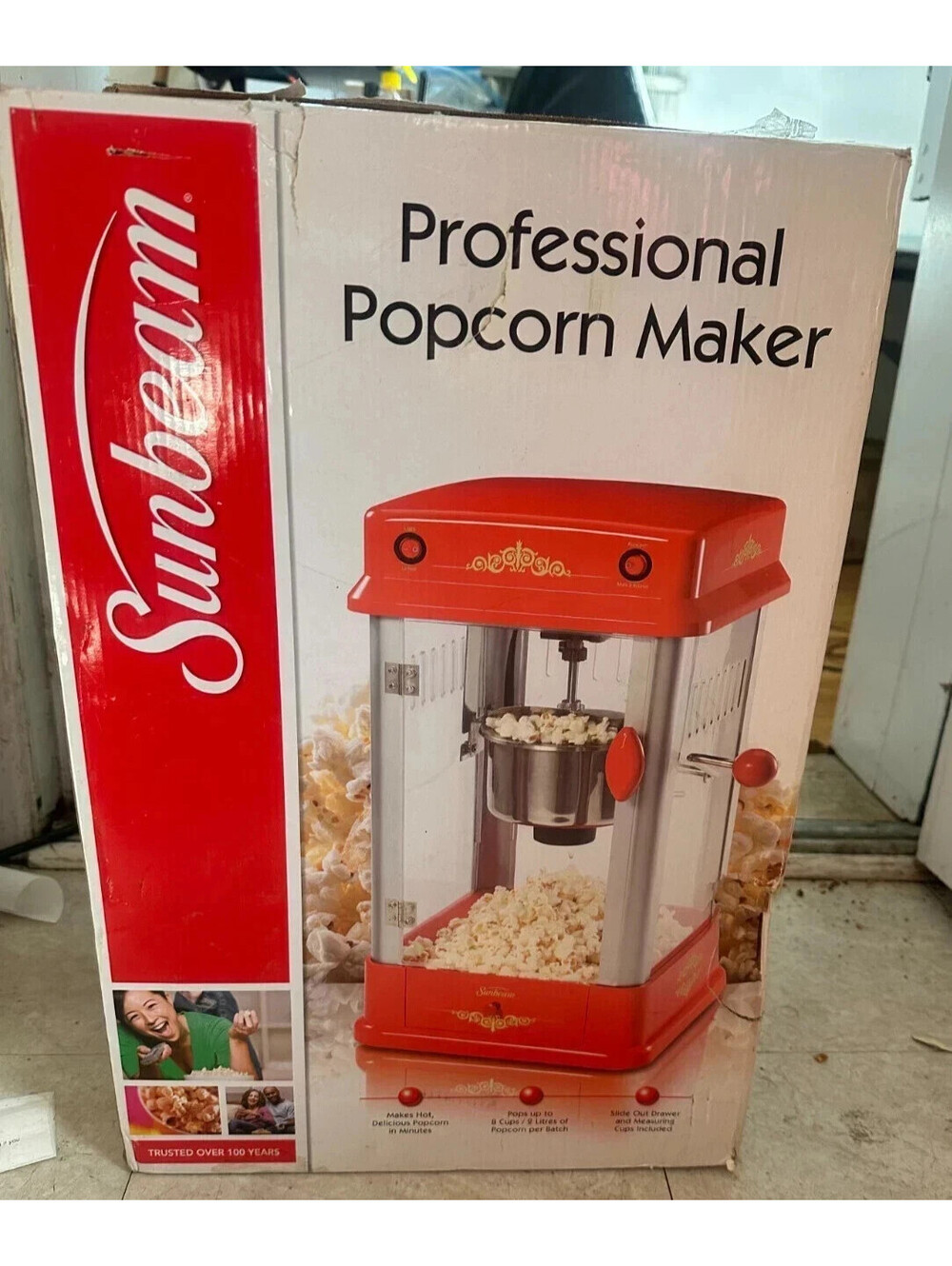 Sunbeam Popcorn Maker Movie Theater Hot Oil Retro Tabletop Popper FPSBPP7310 Red